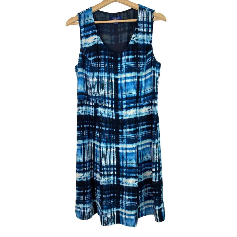 Pendleton Women's 8 Blue Sleeveless‎ Classic Scoop Neck A-Line Dress *